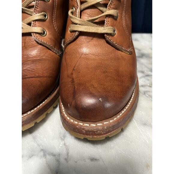 Women’s FRYE Boots Sabrina Lace-Up Distressed Tan Cognac Leather 6.5 Retail $438 - Picture 13 of 15